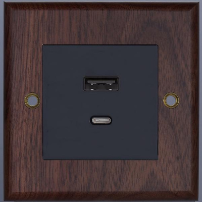 Розетка USB/C внутр. монтажа Zaragoza (орех)
