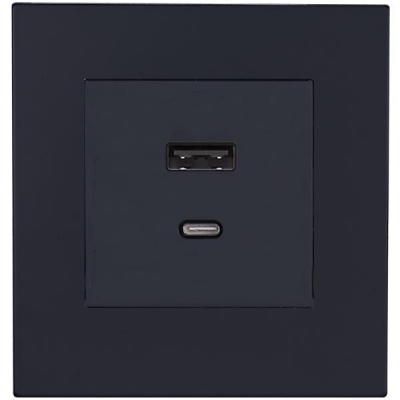Розетка USB/C внутр. монтажа Bilbao (черная)