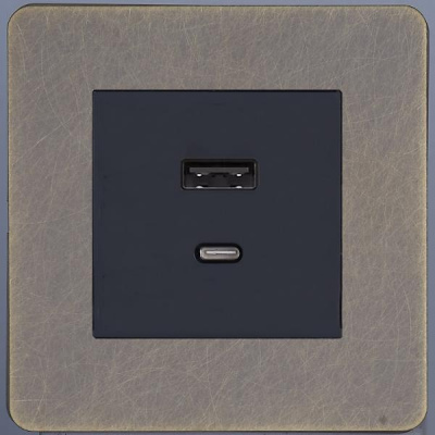 Розетка USB/C внутр. монтажа Leon (антик) Розетка USB/C внутр. монтажа Leon (антик)