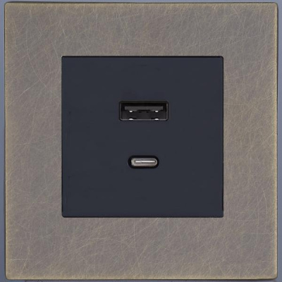 Розетка USB/C внутр. монтажа Bilbao (антик) Розетка USB/C внутр. монтажа Bilbao (антик)