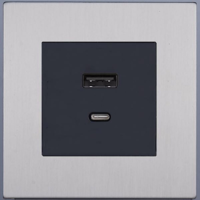 Розетка USB/C внутр. монтажа Bilbao (никель)