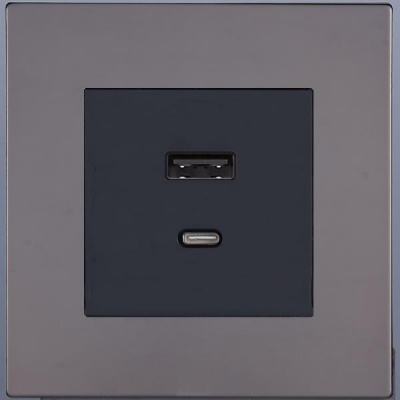 Розетка USB/C внутр. монтажа Navarra (темн. хром) Розетка USB/C внутр. монтажа Navarra (темн. хром)
