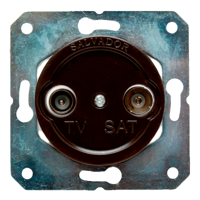 Розетка ТВ для внутреннего монтажа Salvador "Ретро" коричневая серия Розетка ТВ для внутреннего монтажа Salvador "Ретро" коричневая серия